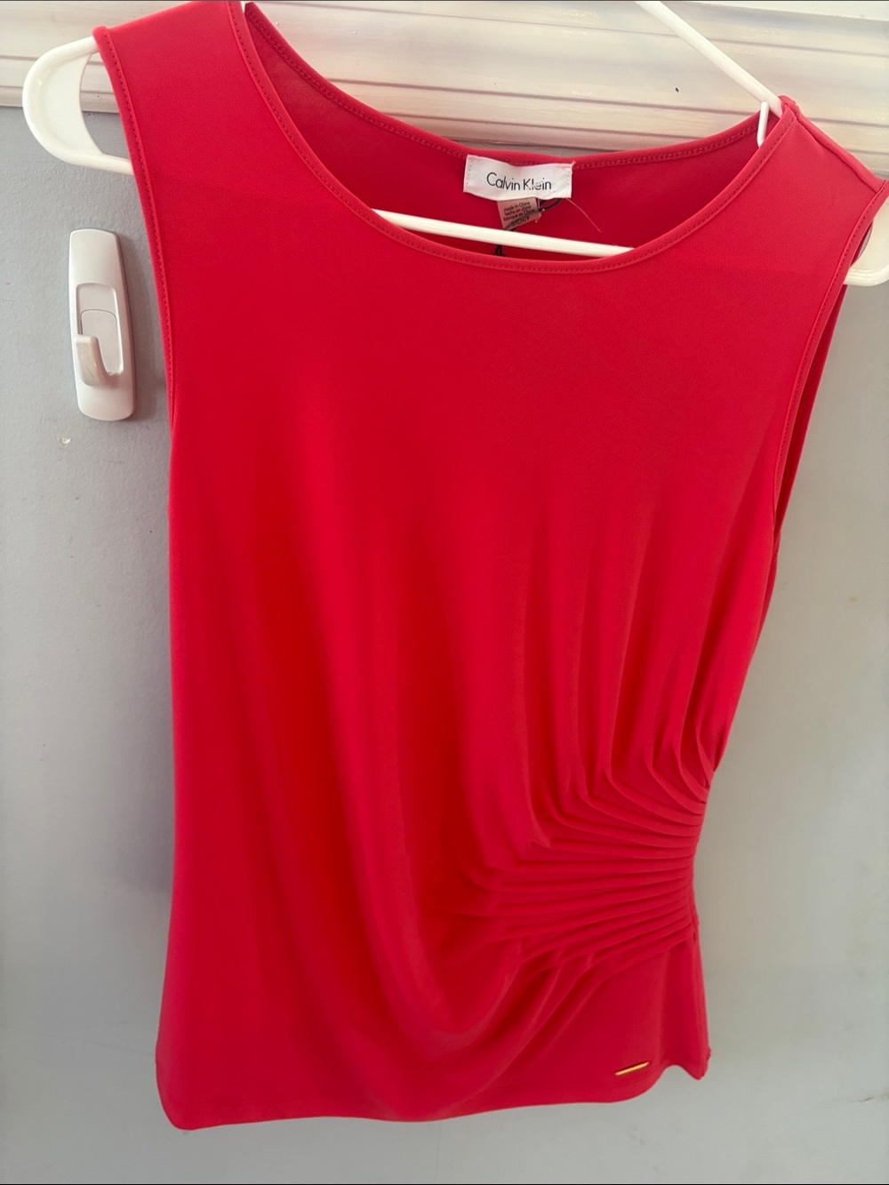 Calvin Klein Coral Ruched Sleeveless Tank Top